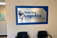 PVC LETTERS AND LOGO ON BRUSHED SILVER DIBOND